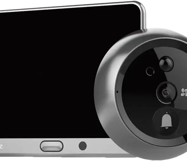 كاشف باب ذكي EZVIZ DP1 WIFI - لون فضي، رؤية ليلية، شاشة تعمل باللمس، كاميرا IP، منبه، كشف حركة، صوت ثنائي الاتجاه