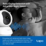 ⁦كاميرا ذكية للمراقبة في المنزل TP-Link Tapo Pan/Tilt AI، تسجيل 1080P، كشف الحركة والأشخاص، رؤية ليلية، فتحة بطاقة SD، تحكم صوتي، 2 حبة (Tapo C200P2)⁩ - الصورة ⁦4⁩