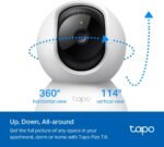⁦كاميرا ذكية للمراقبة في المنزل TP-Link Tapo Pan/Tilt AI، تسجيل 1080P، كشف الحركة والأشخاص، رؤية ليلية، فتحة بطاقة SD، تحكم صوتي، 2 حبة (Tapo C200P2)⁩ - الصورة ⁦5⁩
